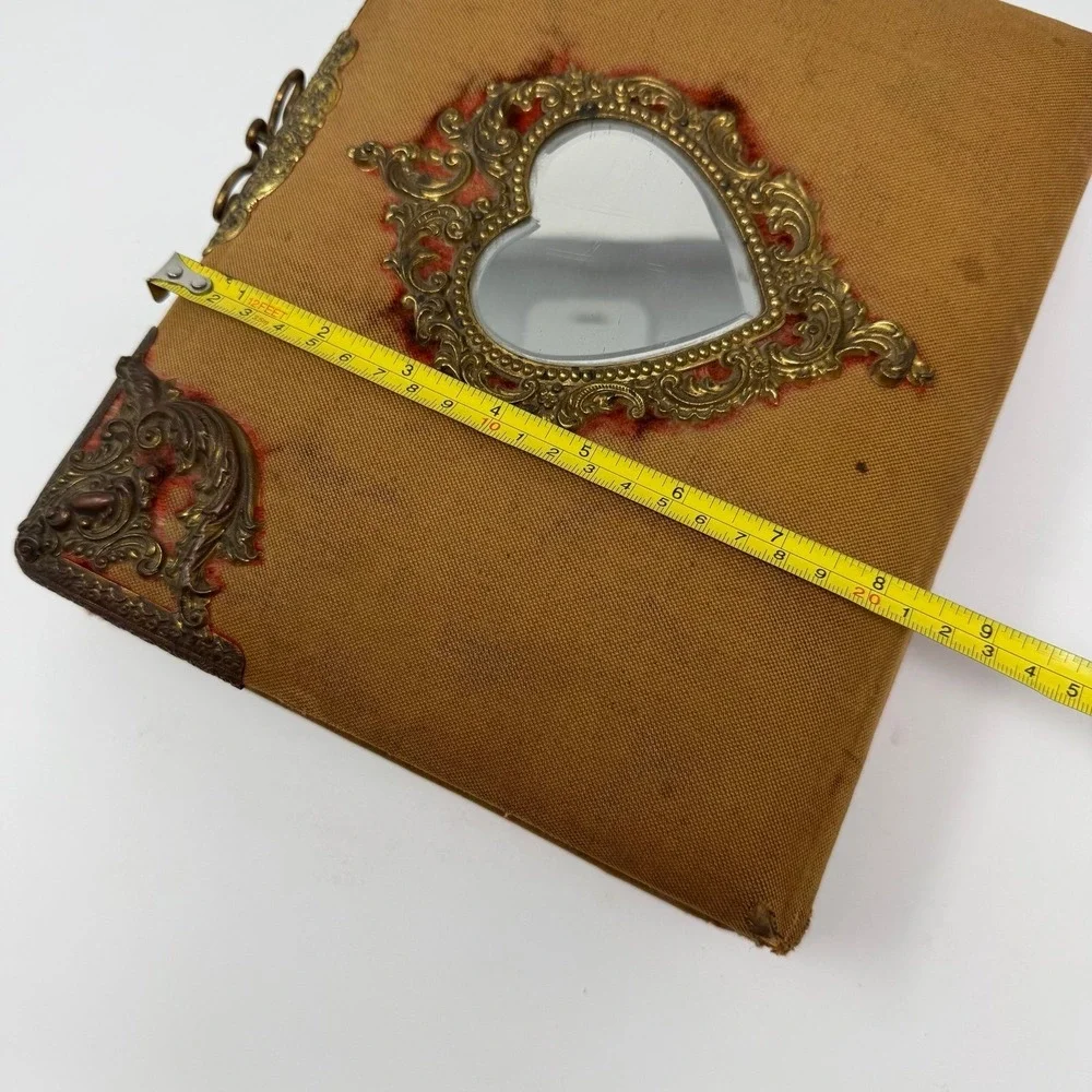 Victorian Standing Cabinet Card Photo Album Antique velvet heart mirror album